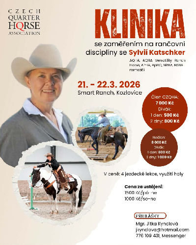 RANČOVNÍ KLINIKA SE SYLVIÍ KATSCHKER S VÝZNAMNOU DOTACÍ PRO ČLENY ZE STRANY CZQHA